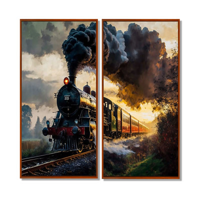 Old Train In USA - Modern 2-Pieces Canvas Prints