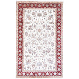 Hand-Knotted High-Quality Ivory and Red Area Rug