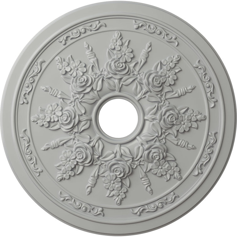 Rose and Ribbon 12.25"H x 23.5"W x 23.62"D Ceiling Medallion