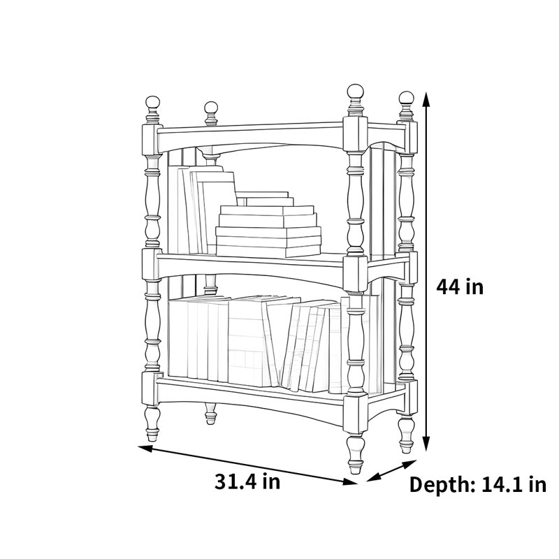 Bibliothèque pratique haut de gamme, (3 tablettes) H 44 po x l 31,4 po x P 14,1 po, Blanc