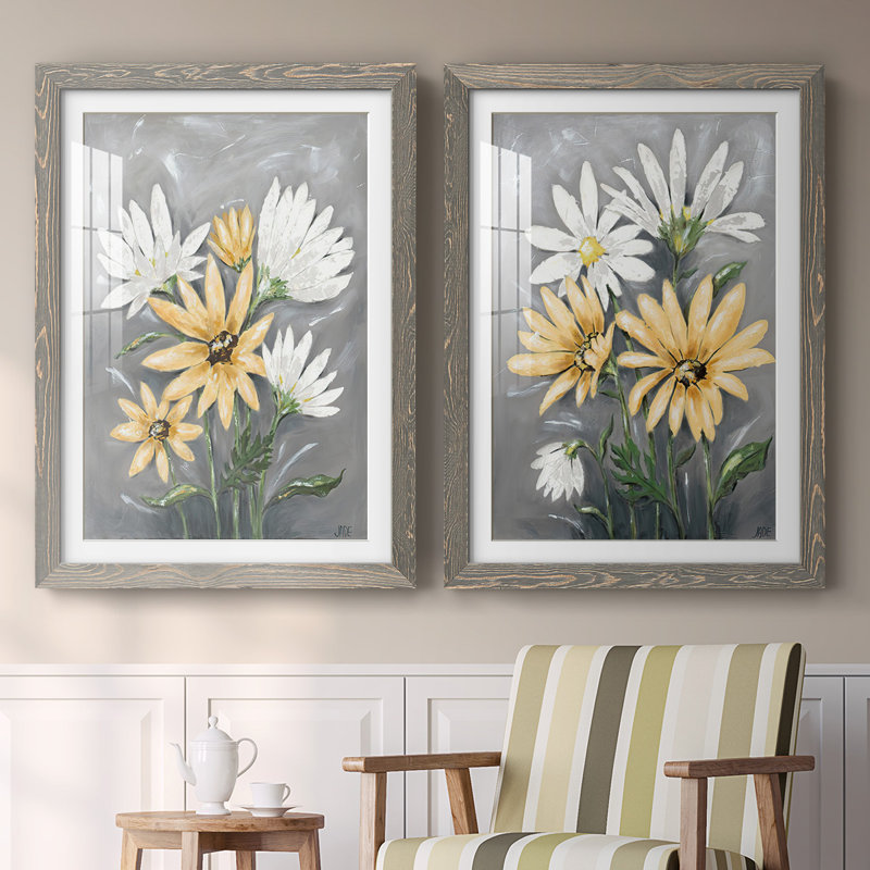 «Summer Daisies I», reproduction encadrée de qualité supérieure - prête à être accrochée, H 27,5 po x l 75 po x P 1,5 po