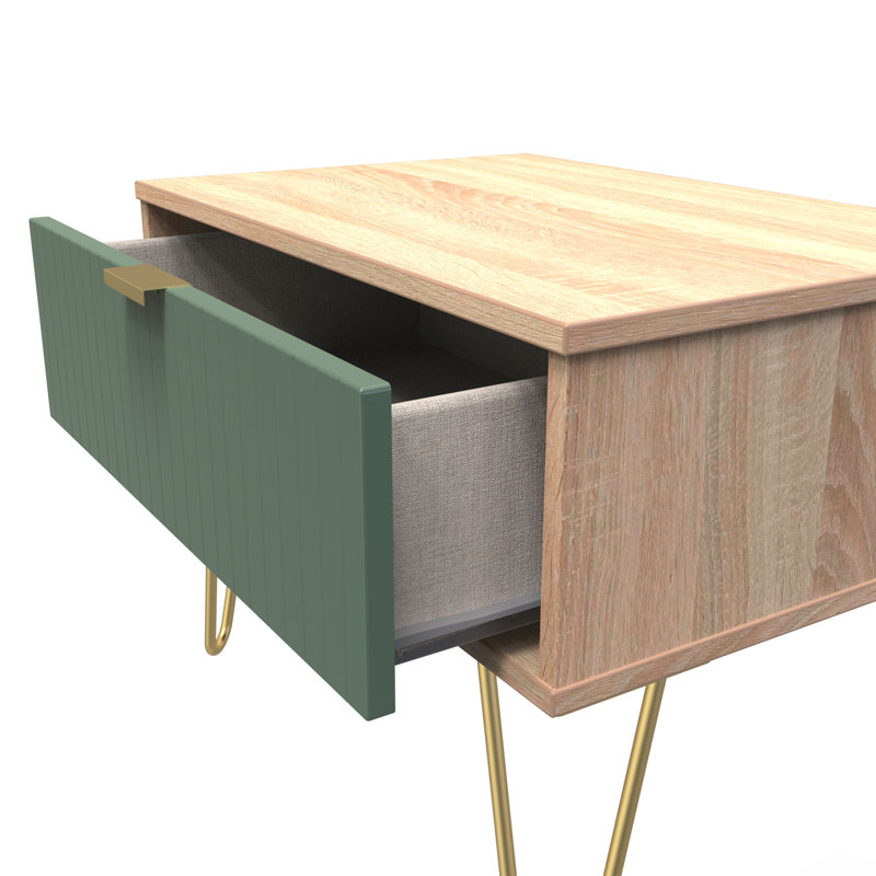 Beranda 1 Drawer Midi Chest (Ready Assembled), Labrador Green/Bardolino Oak