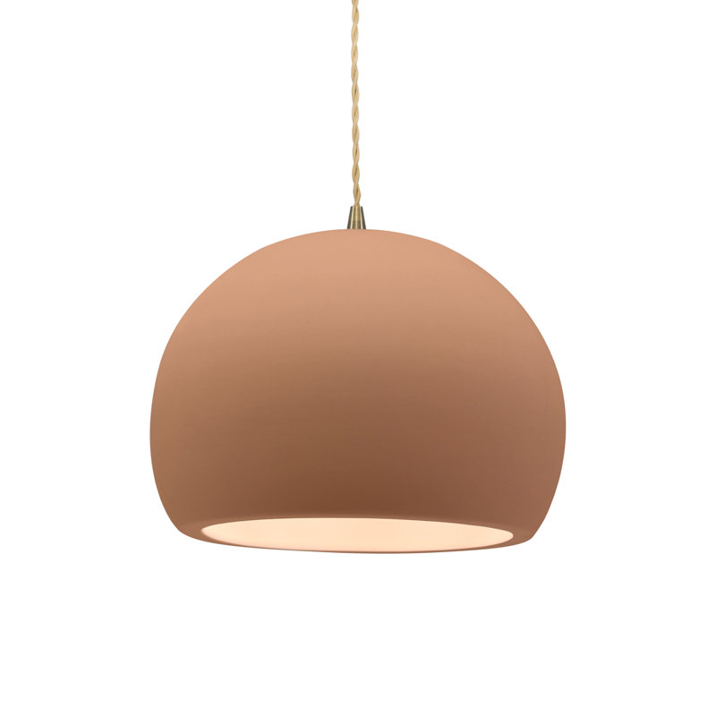 Luminaire suspendu à 1 lumière Aschwin, H 7,75 po x l 10 po x P 10 po, Adobe, Laiton antique