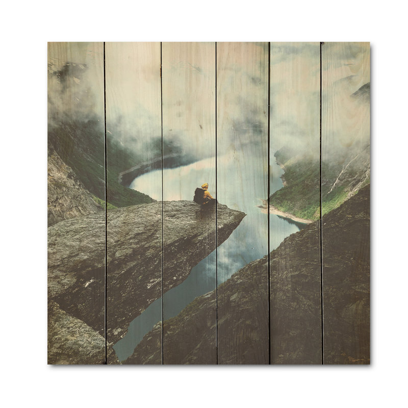 Exploration de la vue sur la montagne - Panneau mural en bois de randonnée sur bois de pin naturel, H 30 po x l 30 po
