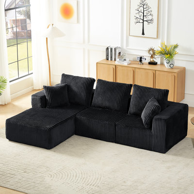 Modular Sectional Cloud Couch With 4 Seats, Modern Corduroy, Deep Seat For Apartment, Comfort, No Assembly, Dark Grey Corduroy - Seater Living Room And Spot,