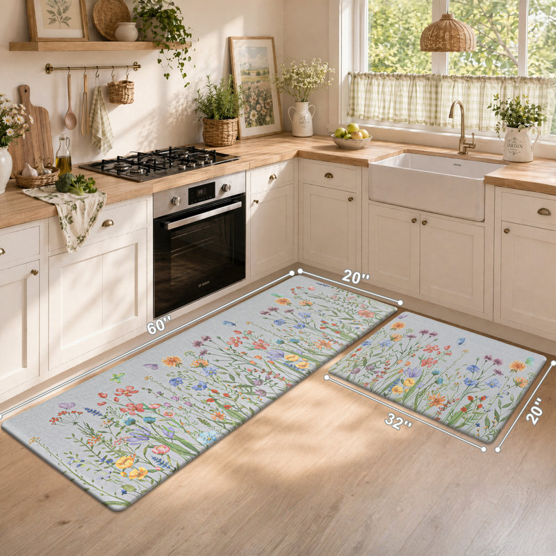 Tapis de cuisine anti-fatigue antidérapants (ensemble de 2), Gris