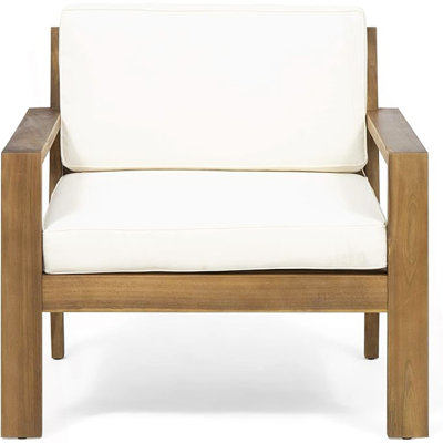 Fauteuils club d'extérieur en bois d'acacia avec coussins