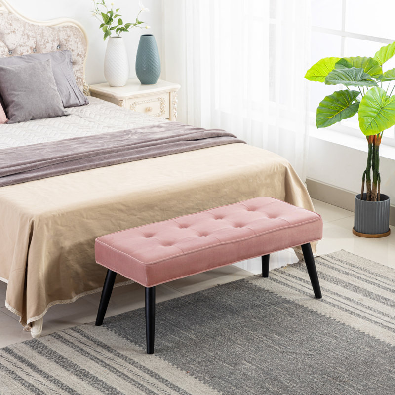 Banc rembourré Kirsten, Mélange de polyester rose
