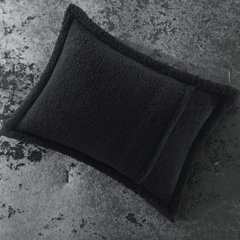 Édredon en velours écrasé double / grand, réversible pour un lit douillet et rembourré, lavable à la machine, Gris anthracite