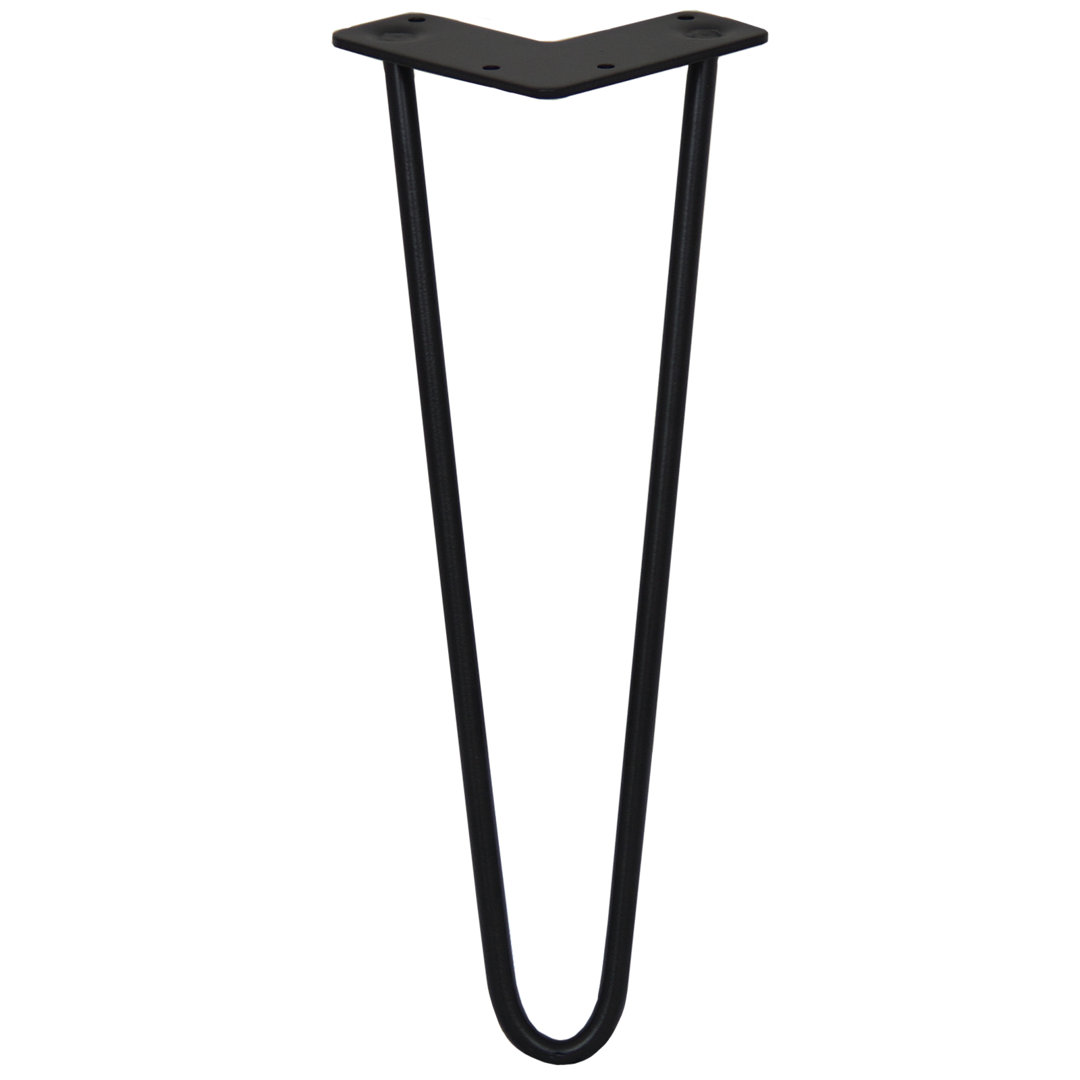 4 X 12" Hairpin Legs , 2 Prong , 10Mm , Black