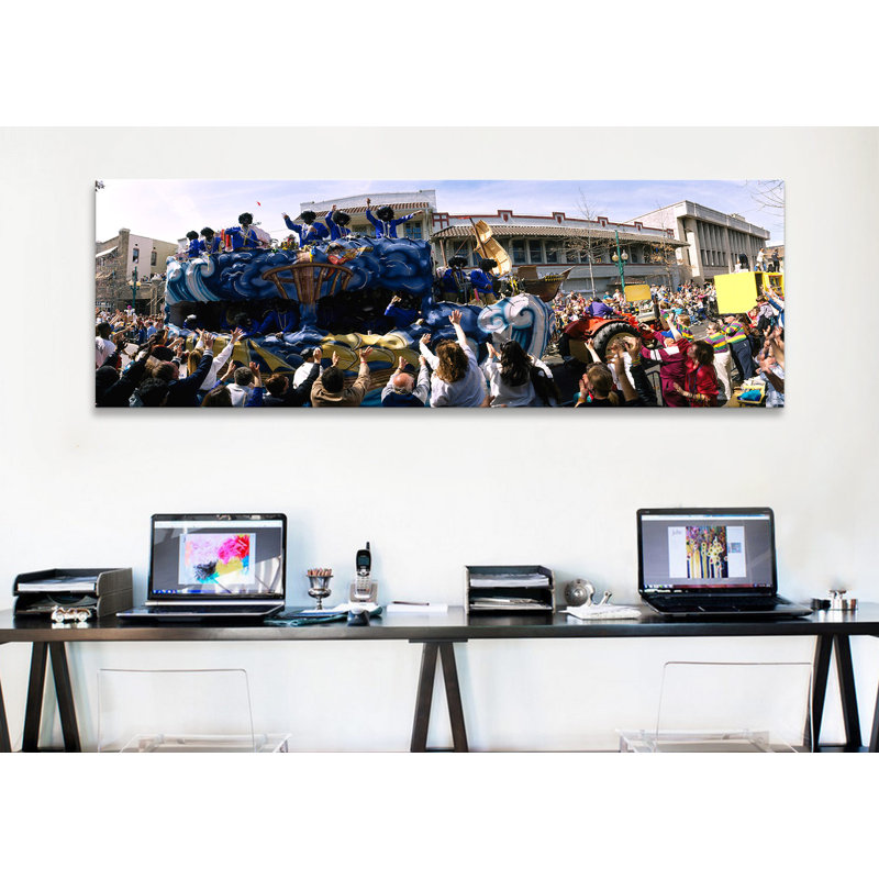 Crowd Of People Cheering A Mardi Gras Parade, New Orleans, Louisiana, USA by Panoramic Images - Wrapped Canvas Panoramic Gallery-Wrapped Canvas Giclée