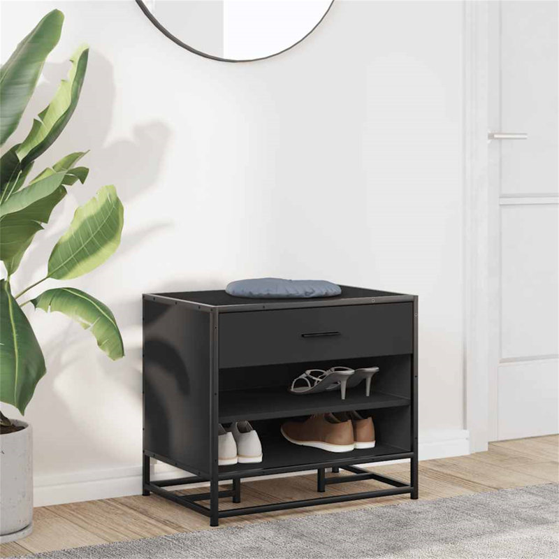 Anisjon 4 Pair Shoe Storage Bench, Black