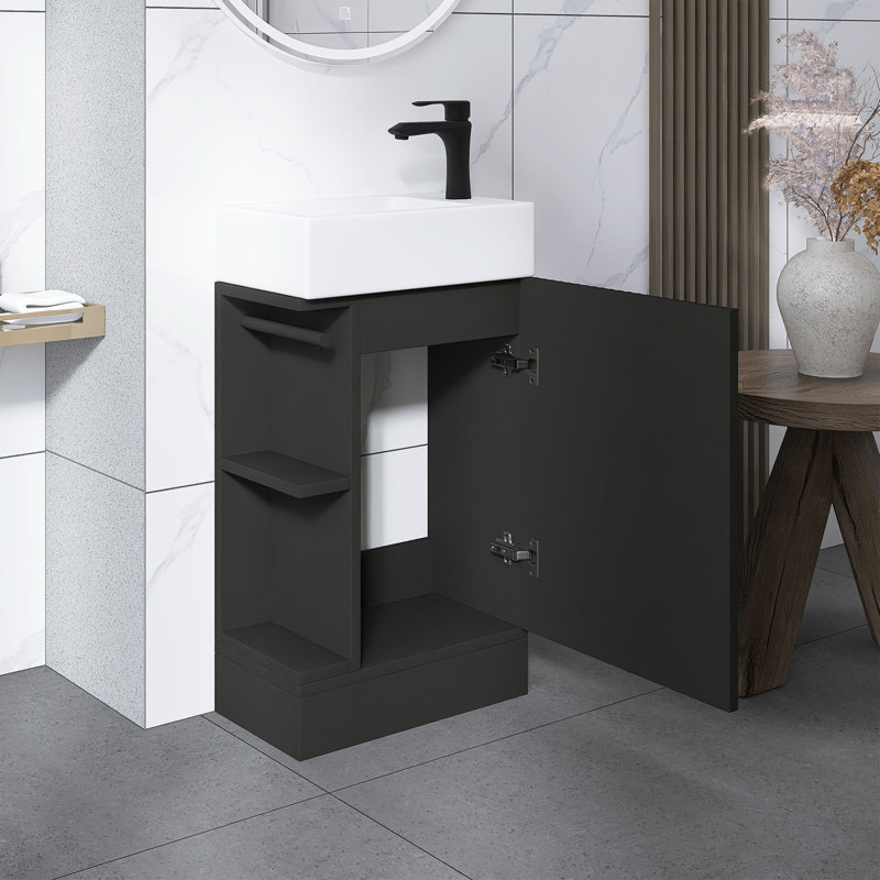Meuble-lavabo sur pied 19 po avec lavabo, Noir
