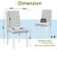 Ensemble de 4 chaises d'appoint avec revêtement en lin et siège rembourré blanc et gris ardoise, bois d'hévéa, peu encombrant pour la salle à manger