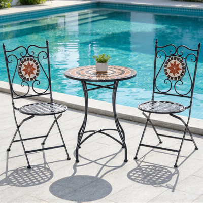 Three-Piece Mosaic Bistro Table Set - Multicoloured