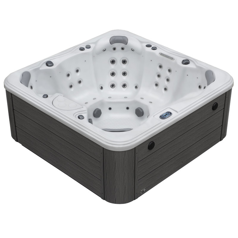Destination™ 6-Person 59-Jet 80-Port 4-Pump Non-Lounger Hot Tub Spa with Bluetooth, Stainless Steel Heater, Programmable LED Lighting, Insulated Cover Included