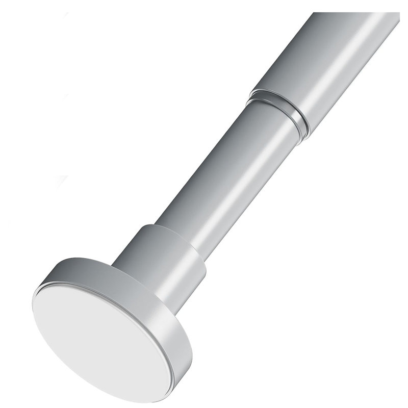 48cm Straight Tension Shower Curtain Rod & Hook Set, Grey
