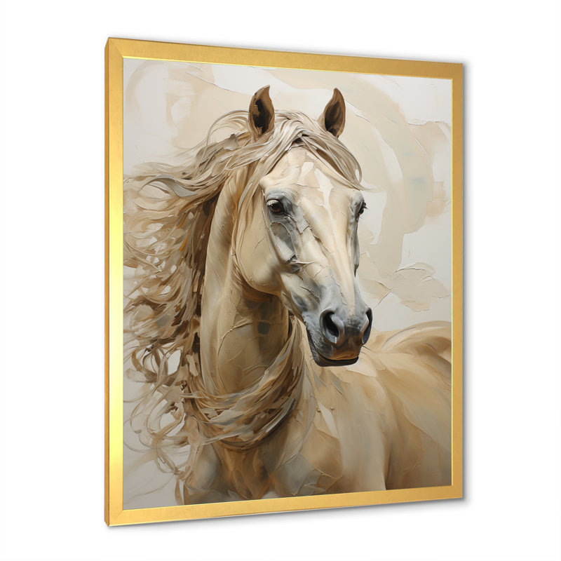 Portrait de cheval sophistiqué I, Encadrement doré, H 44 po x l 34 po x P 1,5 po