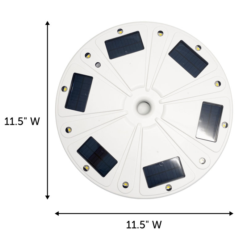 15" Planter Base With Solar Uplight – White, White