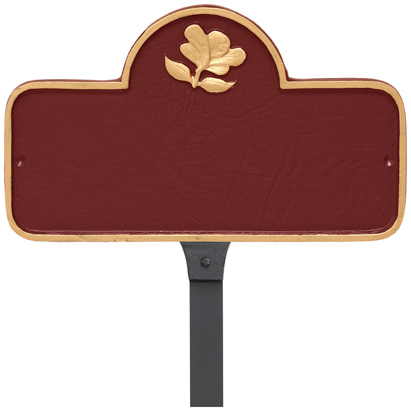 Enseigne d’adresse pour pelouse sur 1 ligne, Rouge brique / Or