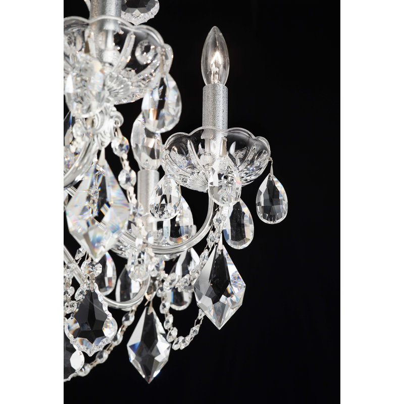 Century 8 - Light Candle Style Chandelier, Polished Silver, Heritage Handcut Crystal Clear