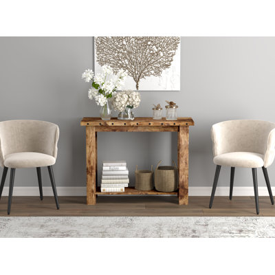  81090.Z,07 Canapé d'entrée brun console / table d'appoint en bois récupéré 39 po avec 1 tablette pour le salon, 15 po x 39 po x 30 po