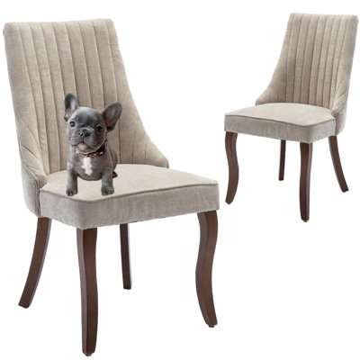 Upholstered Solid Wood Comfy Dining Chair (Set of 2)