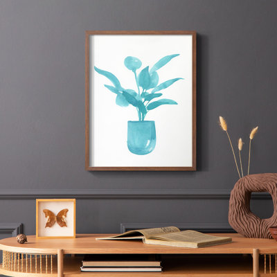«Watercolor House Plant VI», reproduction encadrée - bois massif
