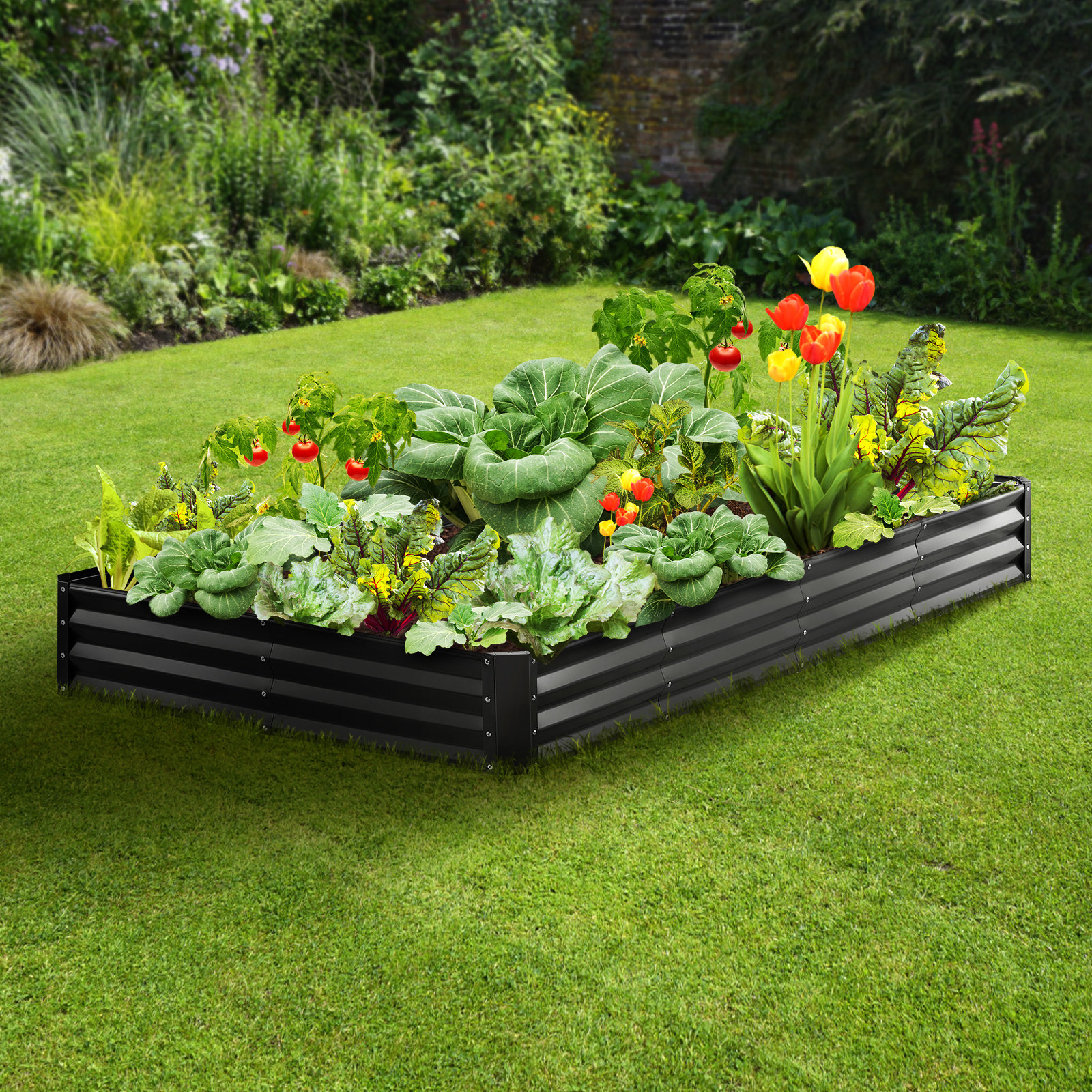 Arlmont & Co. Cassarah 11'' H x 95'' W Metal Raised Garden Bed | Wayfair