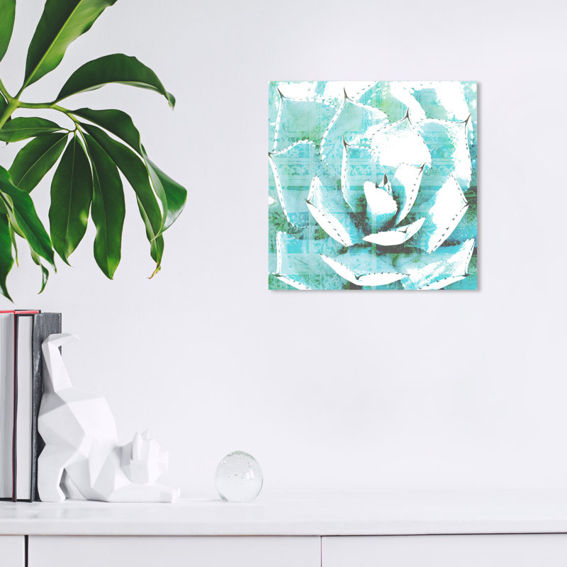 Art mural Wynwood Studio Floral and Botanical Country Rustic - Turquoise Flowers, L 12 po x H 12 po