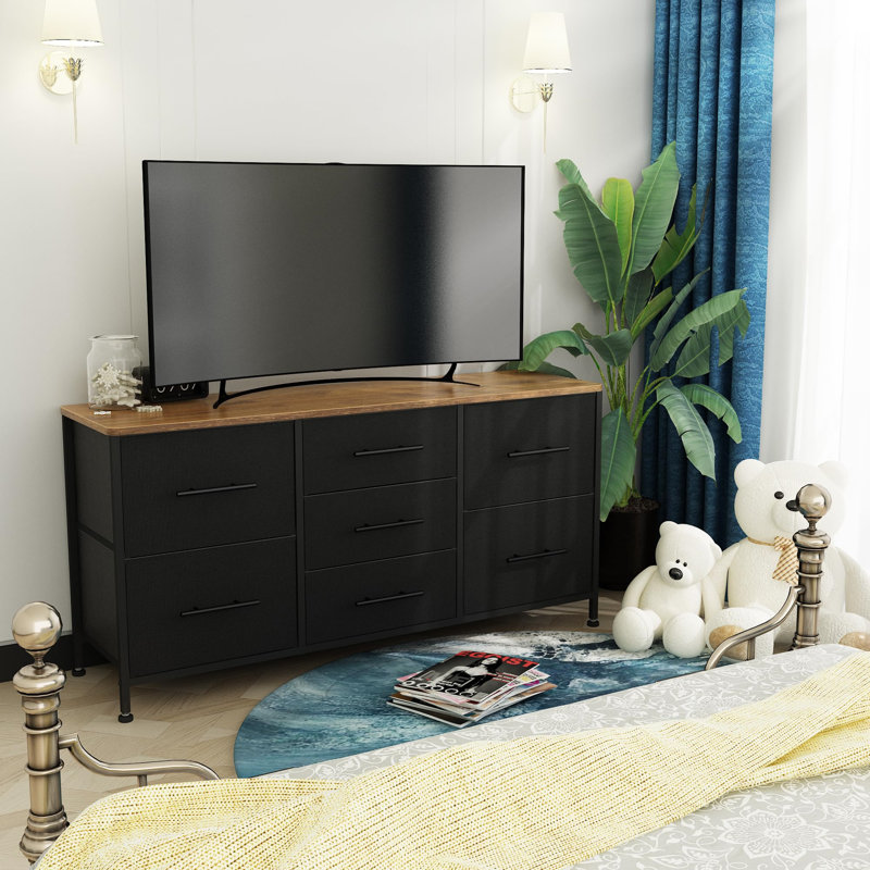 110cm W 7 - Drawer Chest of Drawers, Black