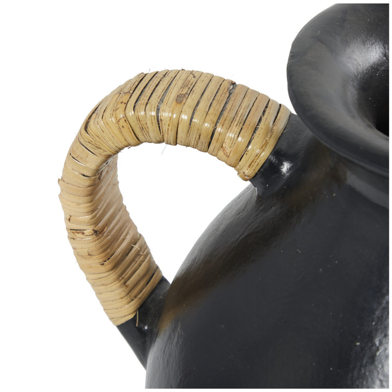 Vase de table en terre cuite, Noir, H 18,75 po x l 17,3 po x P 13,55 po