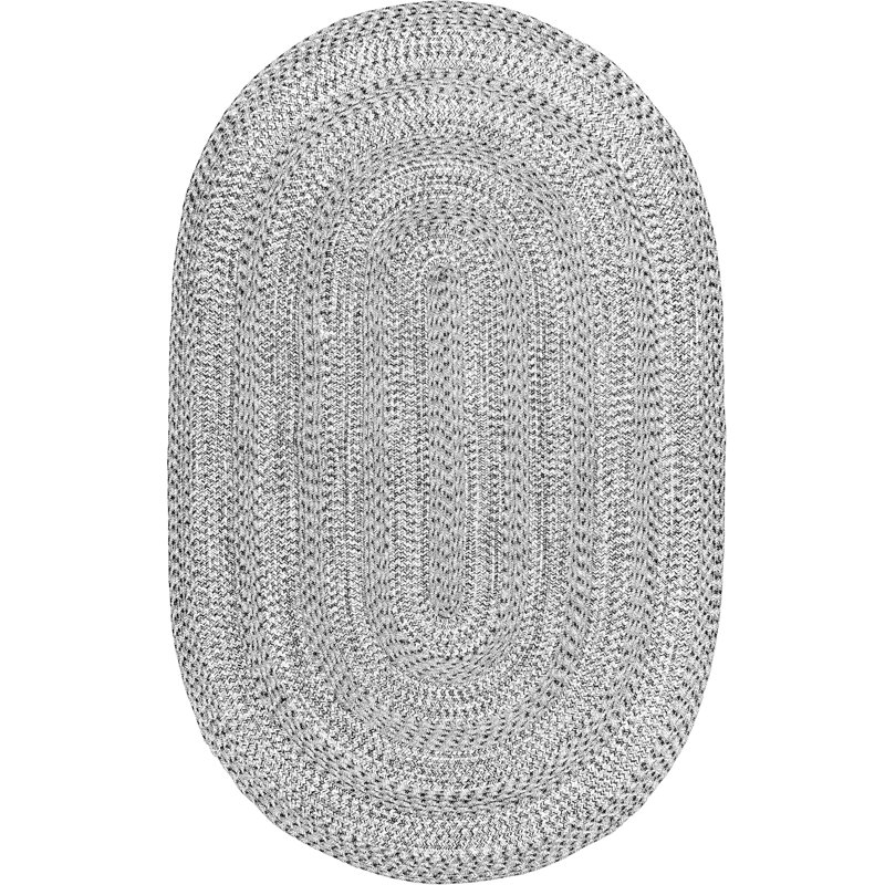 Tapis intérieur / extérieur gris Catharine, Oval 6 pi x 9 pi
