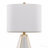 Glass 25" Table Lamp In Gold Metal And White Glass With White Linen Shade - Set Of 2-1092734297