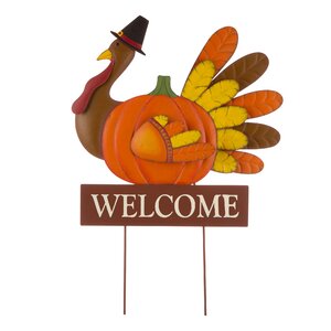 The Holiday Aisle® Jesmond Turkey Welcome Sign Garden Stake & Reviews ...