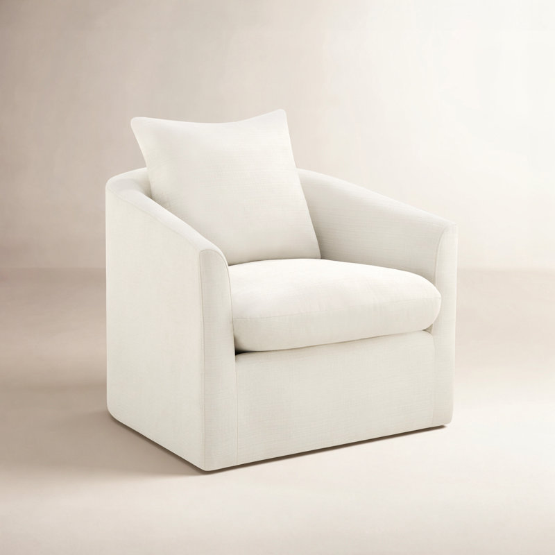 Menta Upholstered Swivel Accent Chair, Flannigan Cotton Tweed