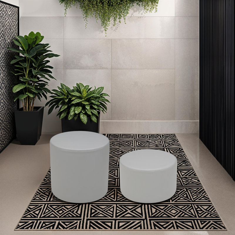 Pro Series Upholstered Round Ottoman 12" Height, Gray