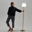 Lampe sur pied DEL moderne avec abat-jour rond en verre Luna-1554609531
