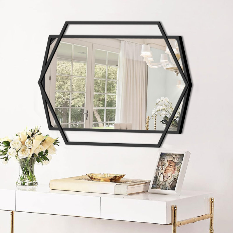 Miroir de salle de bain Hexagonal, 32 po x 23 po
