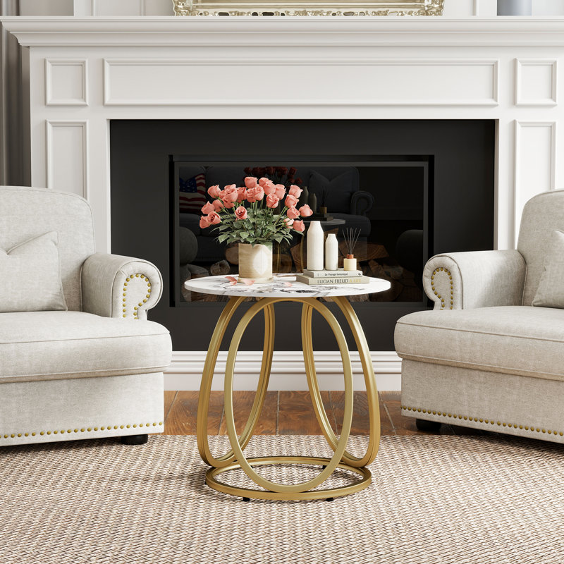 End Table, Calacatta Gold, Gold