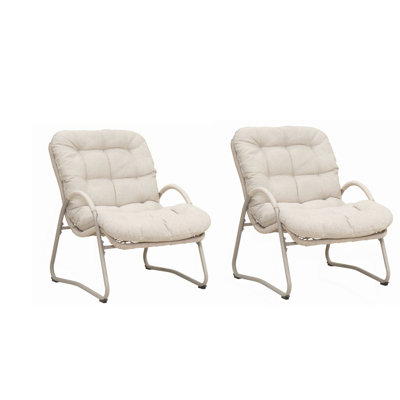 Chaise longue d'extérieur (ensemble de 2) - Structure en fer et osier en plastique