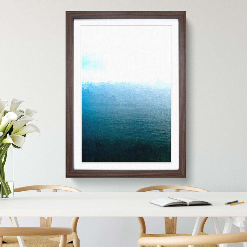 A Calm Sea In Abstract - Single Picture Frame Painting, Walnut Framed, 33cm H x 24cm W x 2cm D