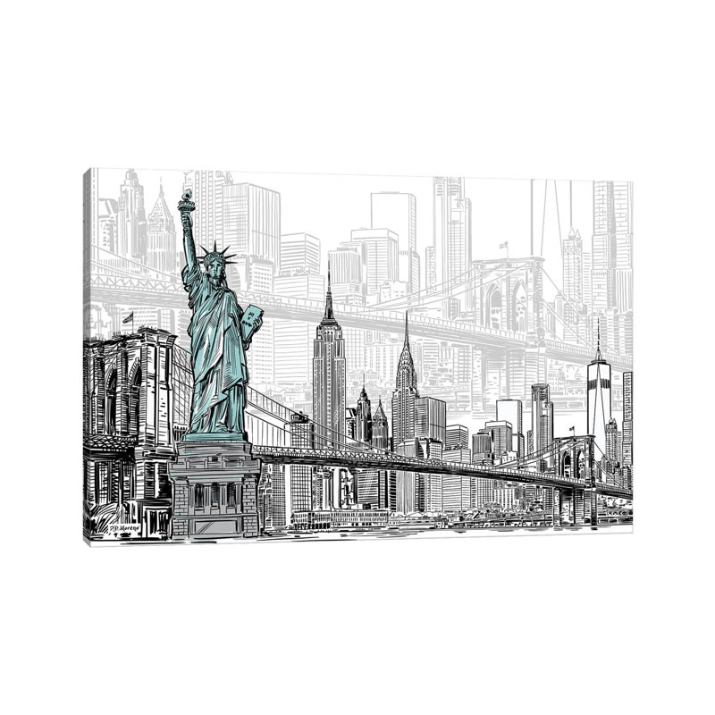 New York Sketches par P.D. Moreno - Impression sur toile tendue, H 18 po x l 26 po x P 1,5 po