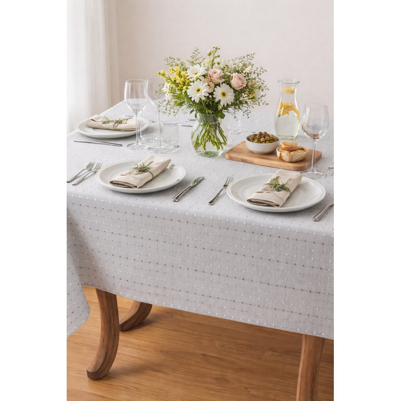 Nappe grise en mélange de coton 65 po x 104 po, L 104 po x l 65 po