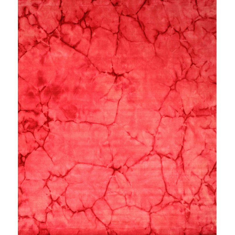 Coral Hand-Knotted Wool Cracked Earth Finish Geometric Modern Contemporary Carpet Rug, 5' x 8'