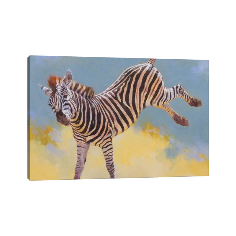 Bucking Zebra by Julie T. Chapman - Wrapped Canvas Painting, 66.04 cm H x 45.72 cm W x 3.175 cm D
