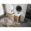 Meuble-lavabo autoportant avec lavabo en céramique et armoires de rangement, porte à fermeture douce