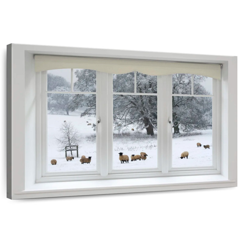 Lilie Winter Sheep Window View, 30" H x 45" W