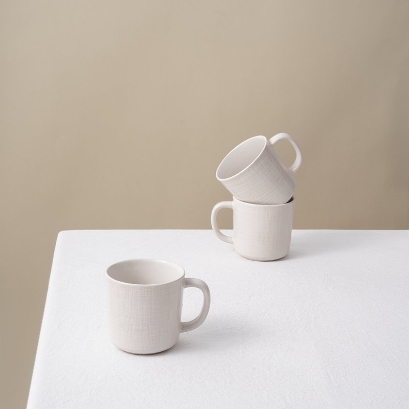  4 Piece Stoneware Coffee Mug Set, White