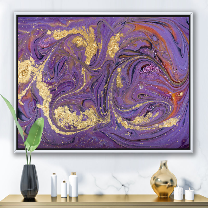 Marbré texture ondulée II - reproduction d'art sur toile, Toile blanche encadrée, H 36 po x l 46 po x 1,5 po